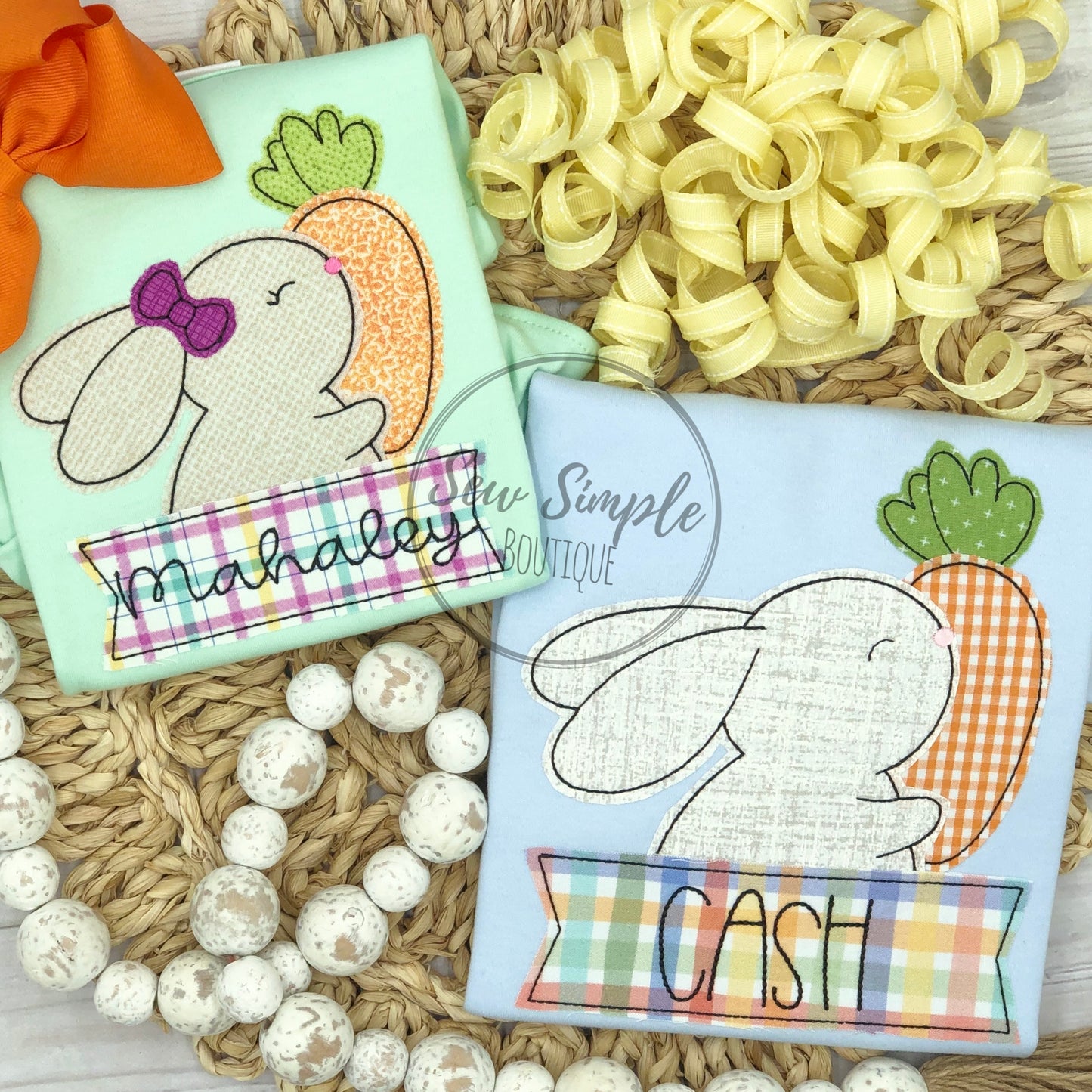BUNNY W/ CARROT BANNER (GIRL & BOY)