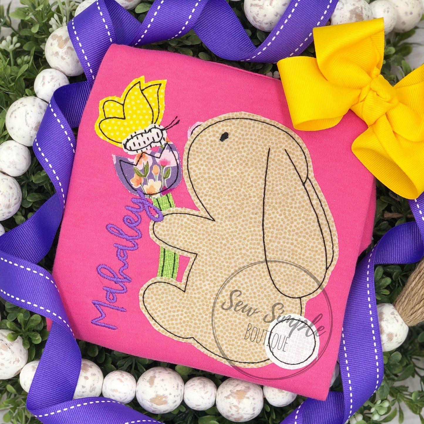 BUNNY WITH FLOWER & BUTTERFLY