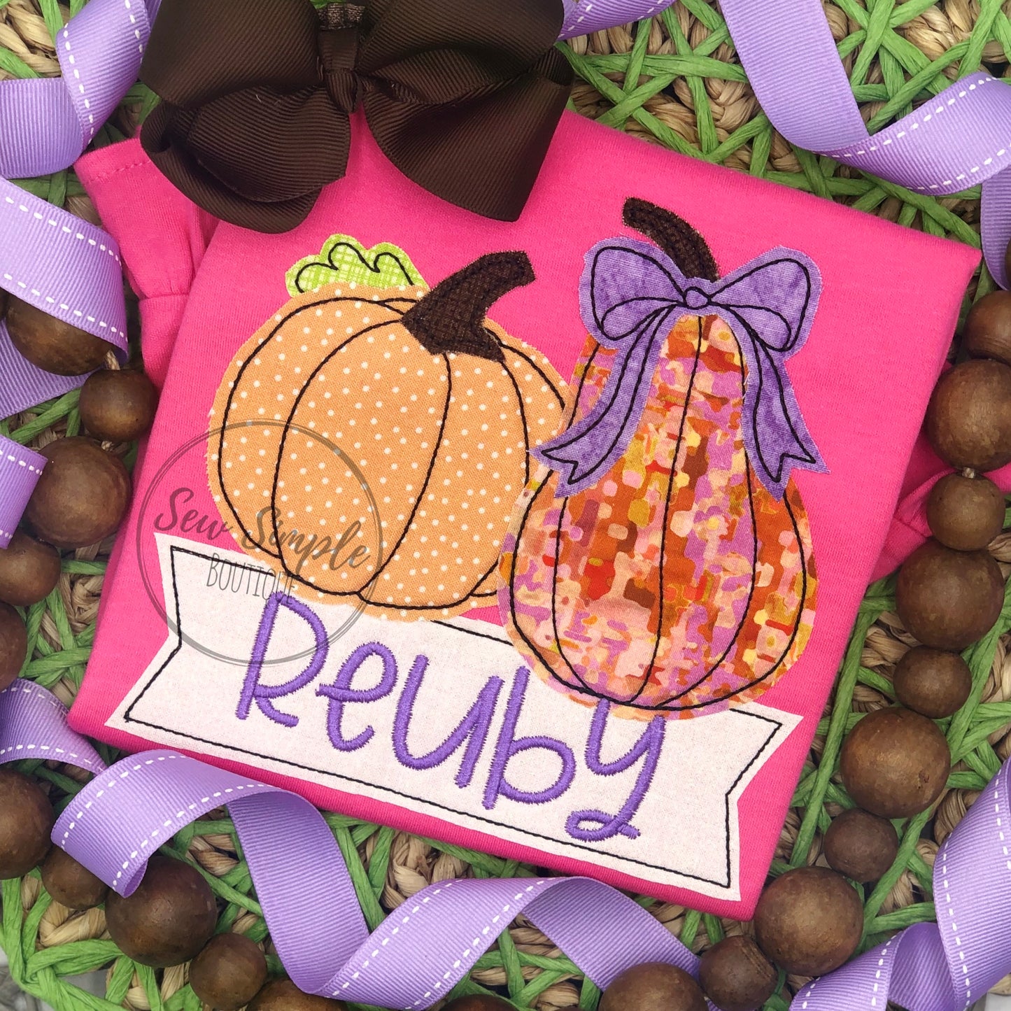 DOUBLE PUMPKIN BOW BANNER