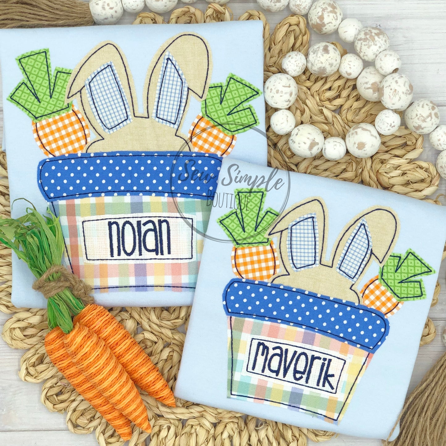 BUNNY & CARROTS IN BASKET (GIRLS & BOYS)
