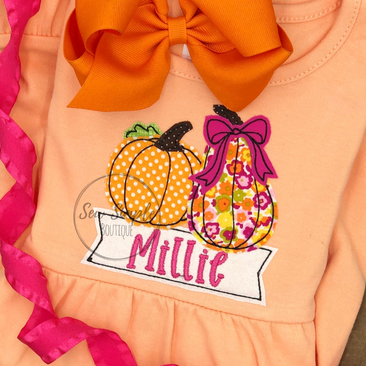 DOUBLE PUMPKIN BOW BANNER