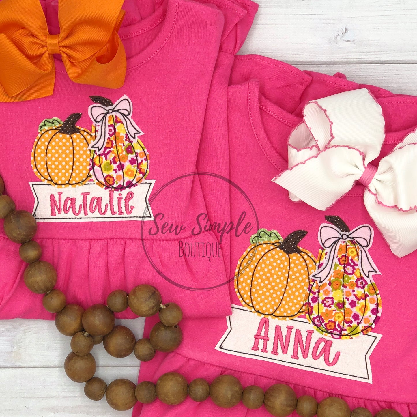 DOUBLE PUMPKIN BOW BANNER