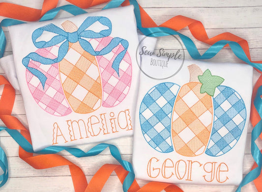 SKETCH GINGHAM PUMPKINS