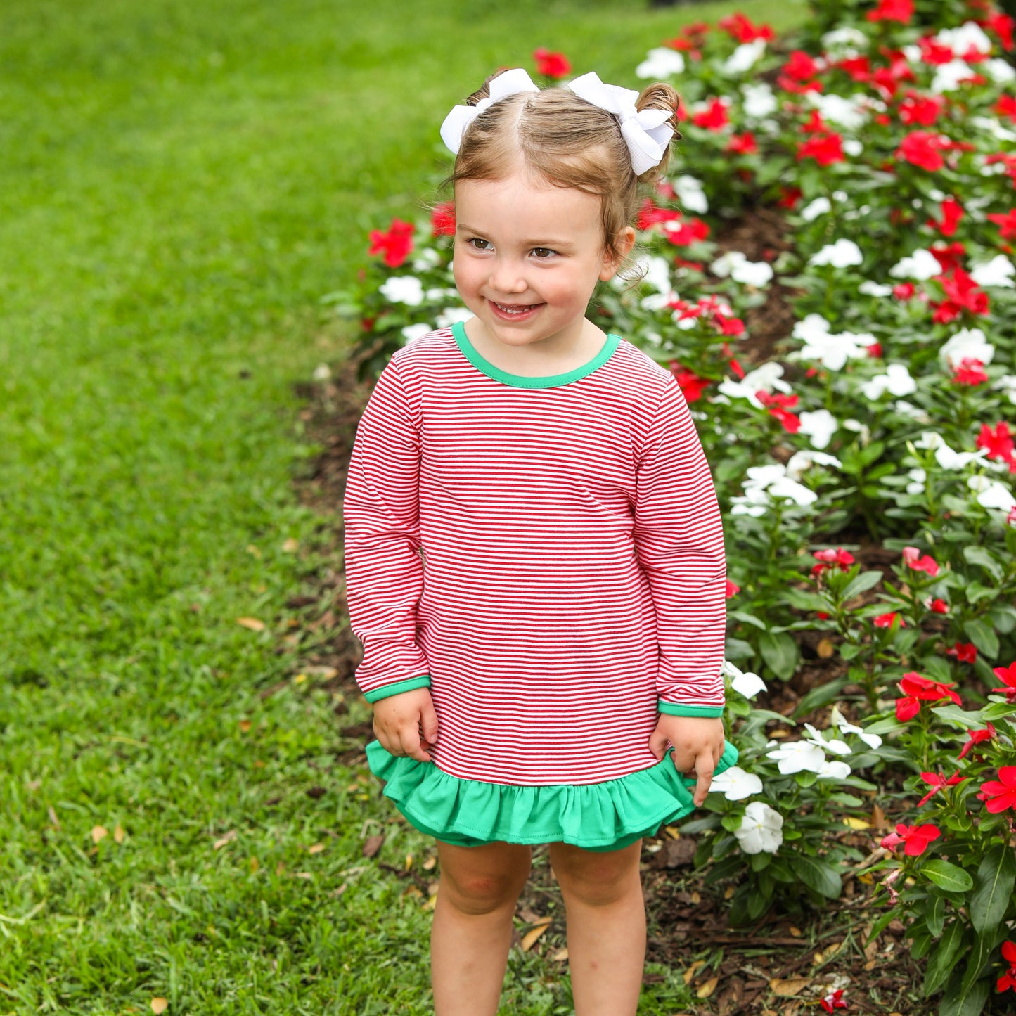 Ava Bloomer Set- Red Stripe & Green