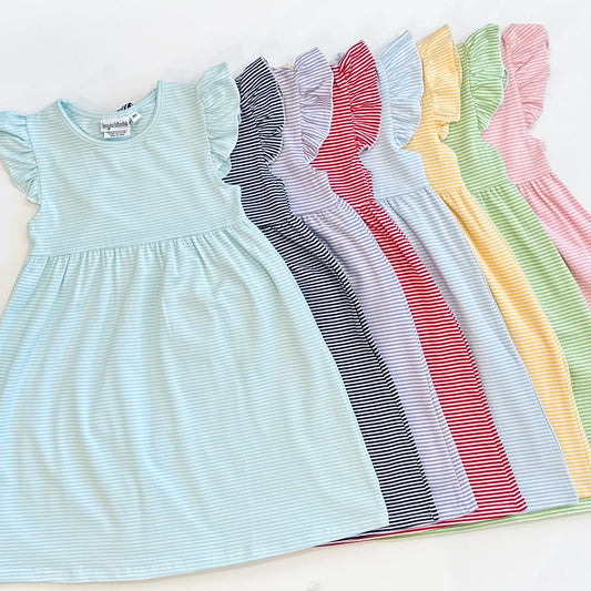 SUMMER STRIPE FLUTTER DRESS