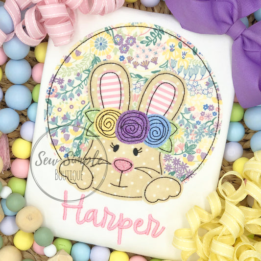 FLORAL BUNNY IN CIRCLE