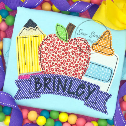 APPLE, PENCIL, GLUE BANNER