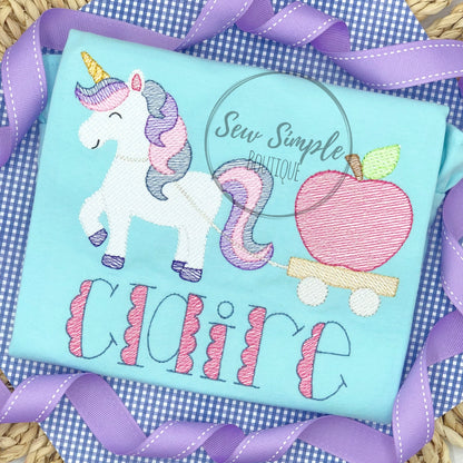 UNICORN PULLING APPLE