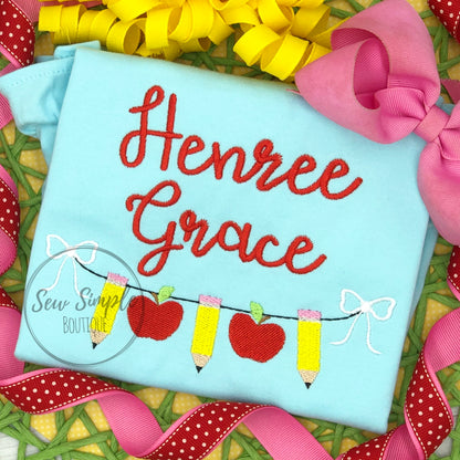 PENCIL & APPLE BUNTING W/ BOW