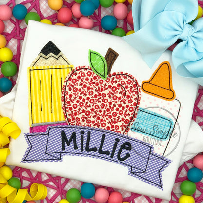 APPLE, PENCIL, GLUE BANNER