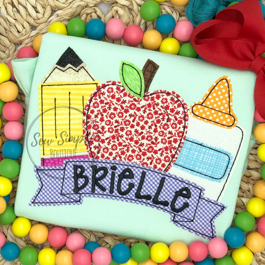APPLE, PENCIL, GLUE BANNER