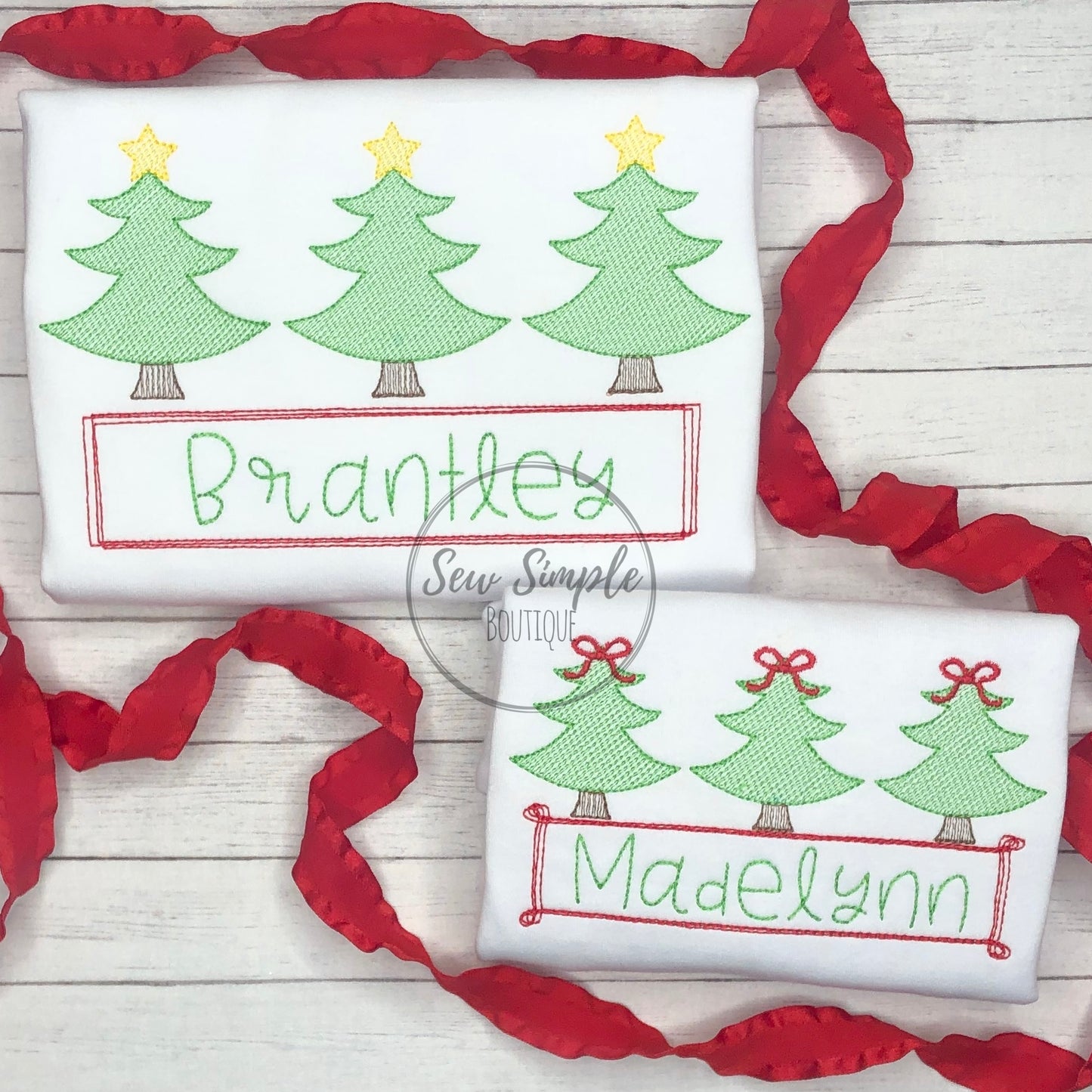 SKETCH TREES WITH BANNER (BOWS & STARS)