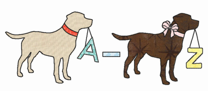 PUP WITH LETTER (WITH OR WITHOUT BOW)